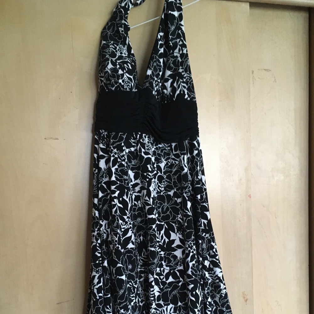 Black and white halter dress